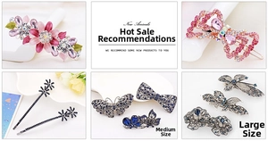 Exquisite crystal rhinestones butterfly and floral hair clips in assorted sizes and colors