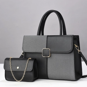 Patchwork PU Leather And Canvas Handbag And Mini Chain Bag Elegant Urban Fashion Large Capacity Crossbody Shoulder Bag