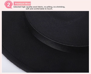 Detail of premium wool fedora fabric showing soft texture and leather hatband trim