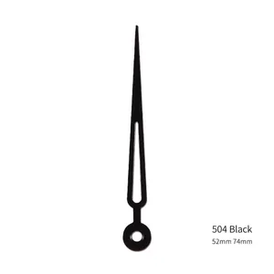 Black aluminum quartz wall clock hands set size 52mm and 74mm in model 504 for DIY repair