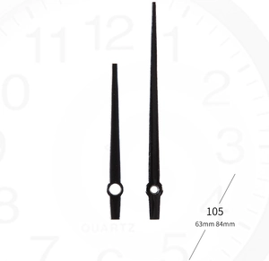 Detalle de las manecillas de reloj de metal negro de 63mm y 84mm para cuarzo