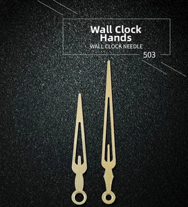 Detail view of 503 model gold hollow metal wall clock hands showing hour and minute needles