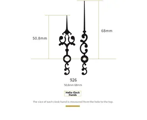 Size chart for 926 retro镂空 quartz clock hands showing 50.8mm and 68mm dimensions