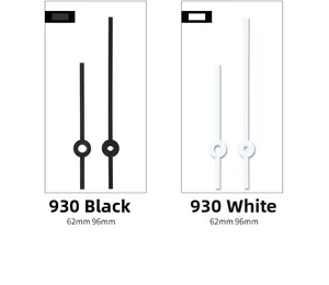 Details zum 930 Quarzuhr-Zeiger-Set mit 62mm und 96mm Zeigern in Schwarz und Weiß