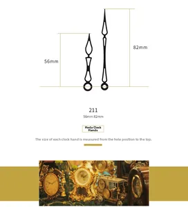 Dettaglio delle lancette nere traforate per orologio con misure da 56mm e 82mm