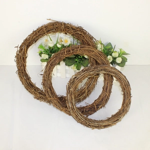 Natural Rattan Wreath DIY Craft Base Christmas Decoration Round Wood Ring Hanging Ornament Home Decor