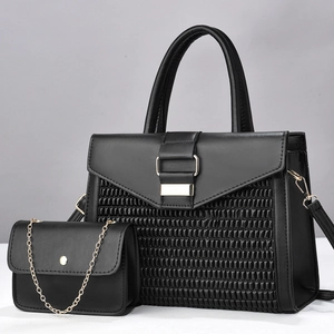 Sac À Main Et Mini Sac À Chaîne En Cuir PU Pour Femmes Grande Capacité Texture Plissée Avec Matériel Doré