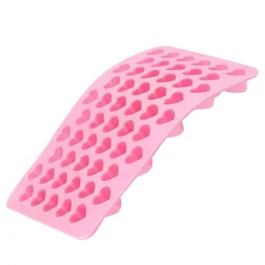 Pink 55-cavity heart shaped silicone mold for DIY chocolate, candy and baking decoration