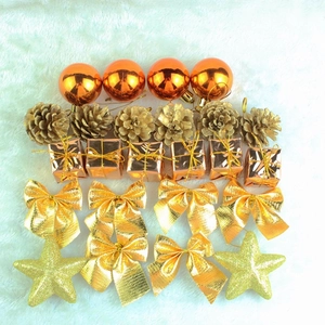 22pcs Christmas tree ornaments set with bronze baubles pine cones and gold stars