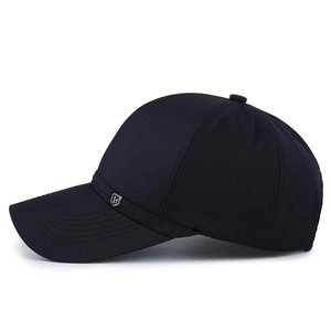 Men's navy blue cotton baseball cap with side metal shield decor for autumn and winter