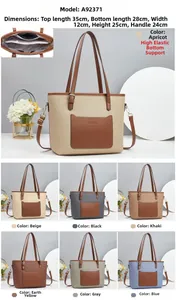 Detailed dimensions and internal pocket layout of this large capacity faux leather tote bag