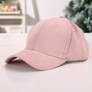 Elegante rosafarbene Wildleder-Baseballkappe mit gebogener Krempe für Sonnenschutz