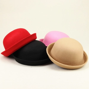 Cappello Bombetta Vintage in Poliestere da Donna Cupola Rotonda Tesa Arrotolata Fedora per Autunno Inverno Casual Quotidiano