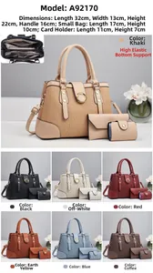 Detailed view of women's three-piece handbag set featuring vertical wave textures and gold ring locks