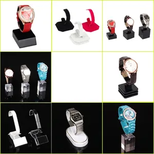 Watch display stand collection with acrylic bases and velvet ring holders for retail shops