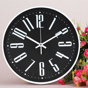 Modern 12 inch 3D number wall clock with black dial and white frame for living room decor