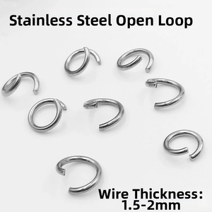 Detailed macro view of 1.5-2mm stainless steel oval rings for DIY jewelry making