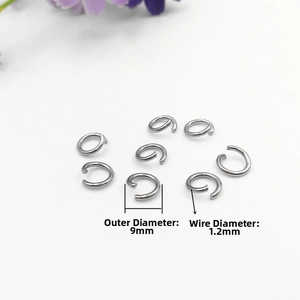 Detail view of 9mm silver jump rings for DIY jewelry with 1.2mm wire thickness