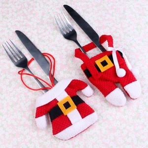 Christmas silverware holder set with Santa coat and pants for holiday table decor