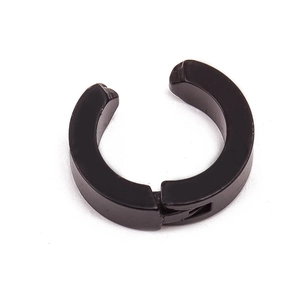 Minimalist black stainless steel ear cuff in a classic C-shape ring design for non-pierced ears