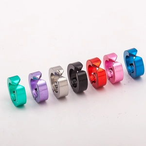 Colorful titanium steel non-piercing ear cuffs in various vibrant finishes for men and women
