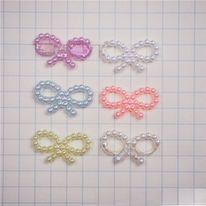 DIY bow-shaped ABS pearl charms in six assorted colors for crafts and accessories