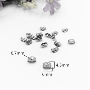 Detailed dimensions of 316L stainless steel earring backs showing 6mm diameter