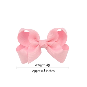 Pink grosgrain ribbon bow hair clip for girls, 3-inch lightweight stylish hair accessory