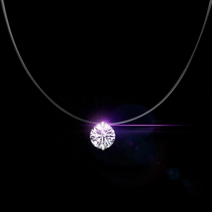 Minimalist invisible fishing line necklace with a sparkling round-cut cubic zirconia pendant