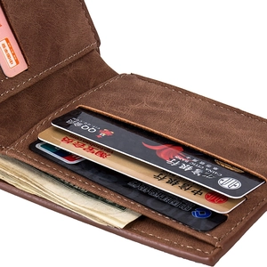 Herren Slim Bi-Fold Geldbörse aus dunkelbraunem Leder mit Kartenfächern und Geldscheinfach