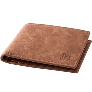 Klassische braune Vintage-Herrenbrieftasche mit B-Prägung und feiner Nahtführung
