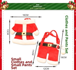 Size guide for Christmas clothes and pants style cutlery holders with precise measurements