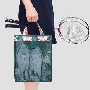 Green mesh beach storage bag with POPS handle for sports shoes and swimsuits