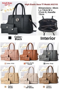Detailed set of crocodile pattern tote bag, long wallet and card holder in seven colors