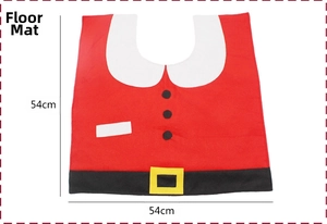 Detailed view of Santa themed bathroom floor mat with belt design, size 54cm x 54cm
