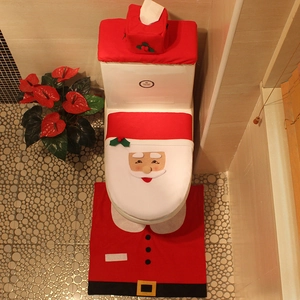 3-piece Santa Claus toilet seat cover set for festive bathroom holiday decorations