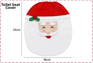 Detail view of Santa Claus toilet lid cover with 43cm by 36cm size dimensions