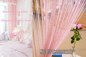 Detailed texture of pink fringe curtain with silver glitter for room decoration