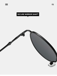 Detail der sicheren Metallscharniere und Gelenke an der mattschwarzen Sonnenbrille
