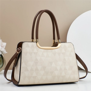 Dames Mode Handtas Geometrische Driehoek Textuur PU Leer Satchel Grote Capaciteit Schoudertas Met Gouden U-Vormige Decoratie