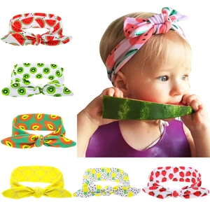 Baby Headband Infant Hair Band Rabbit Ears Fruit Print DIY Knot Elastic Fabric Cute For Toddler Kids