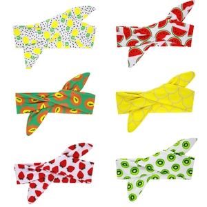 Set of six baby fruit headbands with bow knots including strawberry and watermelon