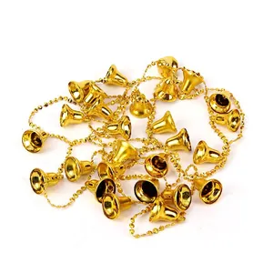 Christmas gold bell string ornaments for tree decoration and holiday party backdrops