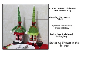 Détail de sacs à vin elfes de Noël en tissu non tissé avec des jambes rayées