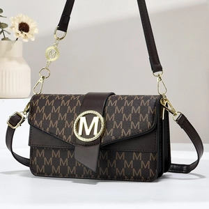 Sac À Bandoulière Pour Femmes En Cuir PU Avec Motif De Lettres M Fermeture Magnétique Sac À Main Rétro Minimaliste