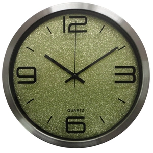 Wall Clock Metal Silent Quartz Round Glitter Dial Modern Home Office Decor Analog Battery Operated