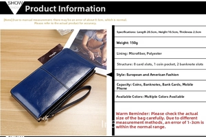 Deep blue long wallet with glossy wax leather texture and functional internal slots