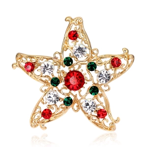 Weihnachten Stern Brosche Legierung Strass Hohl Filigran Blume Stern Brosche Anstecknadel Für Damen Festival Party Accessoire Schmuck