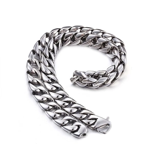 Men Cuban Link Chain Necklace 316L Stainless Steel Heavy Bold Polished Hip Hop Punk Style Chunky Jewelry For Male