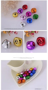 Colorful cross-cut metal bells in gold, silver and red for DIY Christmas crafts